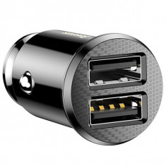 Incarcator auto Baseus Grain 2x USB 5V 3.1A (negru) foto