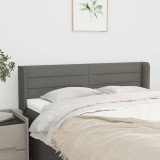 Tablie de pat cu aripioare gri &icirc;nchis 147x16x78/88 cm textil GartenMobel Dekor, vidaXL