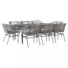 Gossi set de sufragerie de gradina de 9 piese sticla poliratan gri
