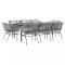 Gossi set de sufragerie de gradina de 9 piese sticla poliratan gri