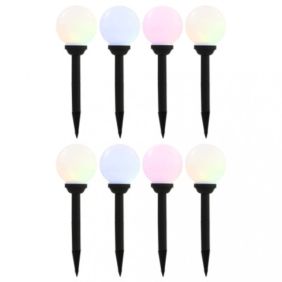 Lămpi solare de exterior cu LED, 8 buc., 15 cm, RGB, sferic foto