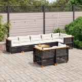 Cumpara ieftin Gossi set mobilier de gradina cu perne, 9 piese, negru, poliratan