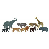Set figurine animale salbatice Miniland, material plastic, 9 piese, 4 ani+