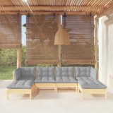 vidaXL Set mobilier grădină cu perne gri, 6 piese, lemn de pin 3097078