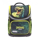 Ghiozdan neechipat Mini, Dimensiune 36x26x16 Cm, Motiv Dinosaur World + Cadou, Herlitz