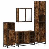 Cumpara ieftin Set de mobilier de baie 4 piese Lemn prelucrat de stejar afumat