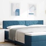 VidaXL Tăblie cap Pe perete Geometric Albastru &icirc;nchis 200 cm Catifea
