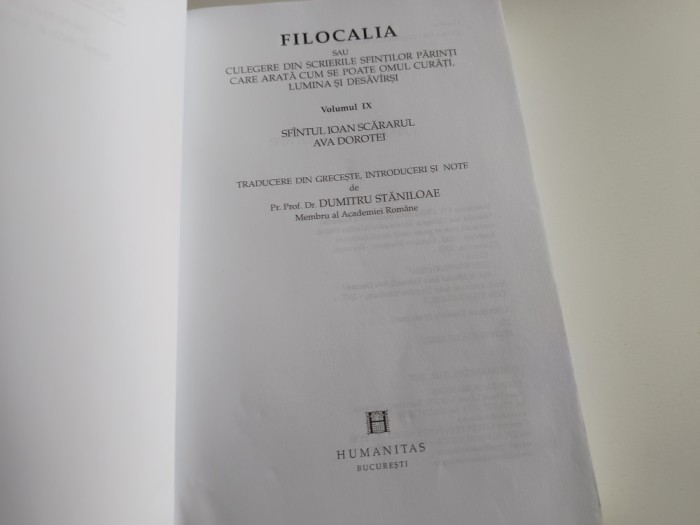 FILOCALIA IX/9 SF.IOAN- SCARA/AVA DOROTEI- INVATATURI.TRAD. PR. D.STANILOAE-2007