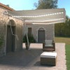VidaXL Copertină automată cu senzor v&acirc;nt &amp; LED, crem, 600x350 cm