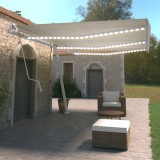vidaXL Copertină automată cu senzor v&acirc;nt &amp; LED, crem, 600x350 cm
