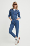 Pepe Jeans salopeta jeans JESSICA culoarea albastru marin, cu guler, PL230490