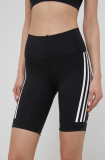 Adidas Performance pantaloni scurți de antrenament Optime TrainIcons 3-Stripes femei, culoarea negru, cu imprimeu, high waist