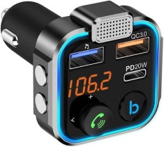Modulator fm masina, bluetooth, incarcare rapida, PD20W, 2 USB, Tip C, Difuzor foto