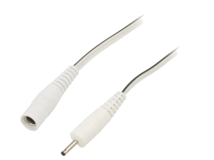 Cablu DC alb 2x0,5mm2, 0,5m