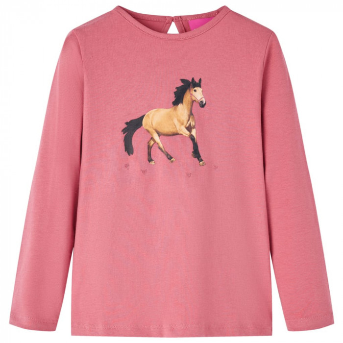 Tricou pentru copii cu m&acirc;neci lungi, roz antichizat, 140