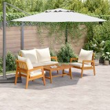 vidaXL Set bistro cu pernă 4 pcs Maro și Crem Lemn Solid de Acacia 3328605