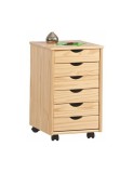 Cumpara ieftin Dulapior Rulant HM Nils, 6 Sertare, Roti, Lemn Natur, 36x40x65 cm