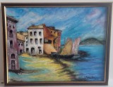 Pictura, tablou nou, -Sat Pescaresc In Italia -,pictor roman consacrat, Peisaje, Ulei, Realism