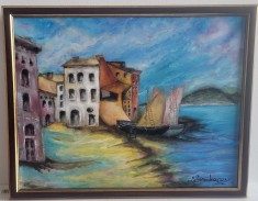 Pictura, tablou nou, -Sat Pescaresc In Italia -,pictor roman consacrat