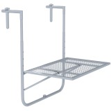 Outsunny Masă suspendată pentru balcon pliabilă, reglabilă &icirc;n 4 trepte, din metal, rezistentă la intemperii, masă de terasă 60x40 cm Gri | Aosom Roman