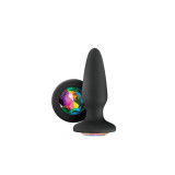 Glams Rainbow Gem - Dop Anal cu Cristal din SIlicon Negru, 10,5 cm