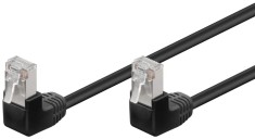 Cablu Patch CAT5e 2x RJ45 90 FTP 0.5m negru pentru Conectare retea /Ecranat /Protectie la indoire 96077 Goobay