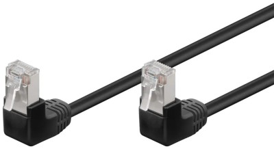 Cablu Patch CAT5e 2x RJ45 90 FTP 0.5m negru pentru Conectare retea /Ecranat /Protectie la indoire 96077 Goobay foto