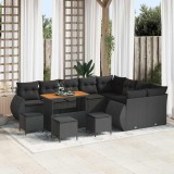 VidaXL Set de canapele pentru grădină 13 pcs Negru 110 x 55 x 71 cm