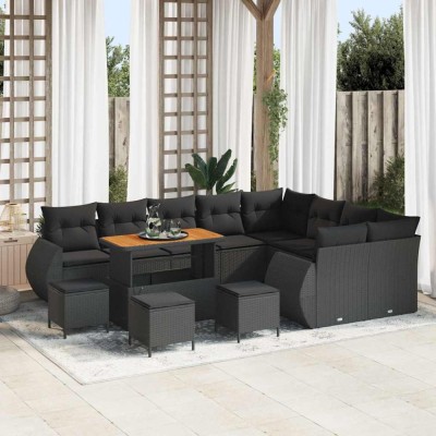 vidaXL Set de canapele pentru grădină 13 pcs Negru 110 x 55 x 71 cm 3363869 foto