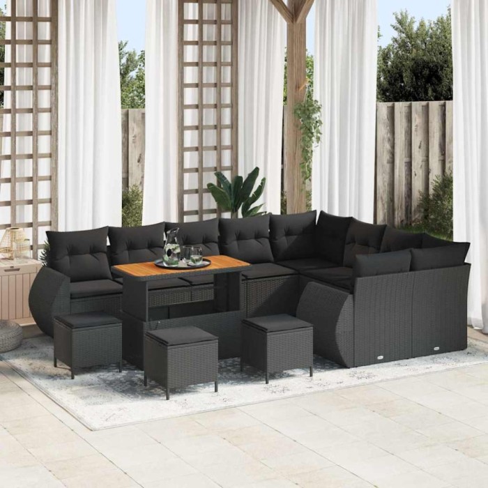vidaXL Set de canapele pentru grădină 13 pcs Negru 110 x 55 x 71 cm 3363869