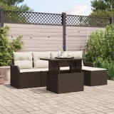 Cumpara ieftin Set de canapele pentru grădină cu pernă 6 pcs Maro Rattan poli