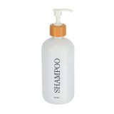 Dispenser Sampon 500Ml Sticlă/ Bambus &ndash; Alb Mat