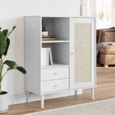 vidaXL Dulap &icirc;nalt SENJA aspect ratan alb, 90x40x112cm, lemn masiv pin 358056