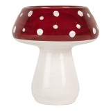 Suport lumanare Ciupercuta sticla alba rosie &Oslash; 7x7 cm