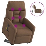 vidaXL Fotoliu electric de masaj rabatabil cu ridicare, maro, textil 3303066
