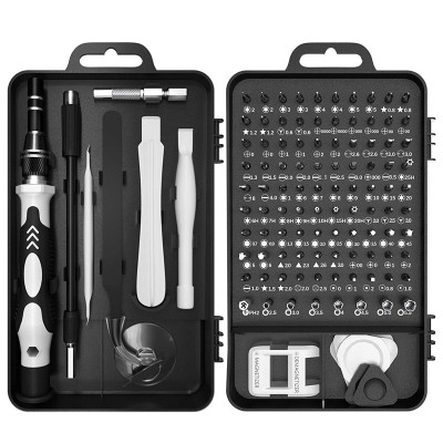 Set de surubelnite de precizie, 115 piese, Magnetice, Negru/Gri foto
