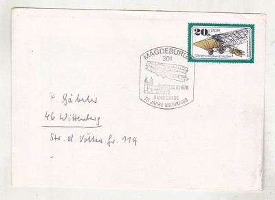 bnk fil Aerofilatelie - Germania RDG Plic stampila ocazionala Magdeburg 1978 foto