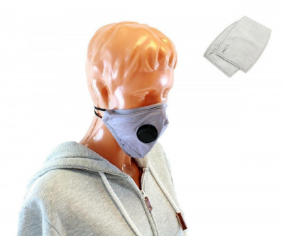 Masca protectie anti-praf, 2,5PM, bumbac/poliester, gri foto