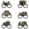 Set 6 Ochelari Majorat, Petrecere 18 Ani, Modele Diverse, Negru/Auriu, Hartie, 21x12.5cm, Accesorii Foto Fun