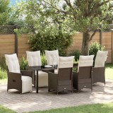 vidaXL Set de masă pentru grădină cu pernă 7 pcs Maro poliratan 3379574