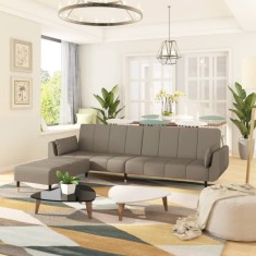 Canapea extensibila 2 loc.,taburet&amp;amp;2 perne,catifea,gri deschis GartenMobel Dekor foto