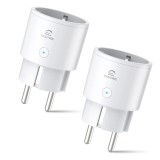 Cumpara ieftin Priza inteligenta WiFi cu contor energie, Eightree, mini, set 2 bucati, compatibila Alexa/Google Home, 10A, alba