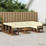 Cumpara ieftin Set de canapele de exterior 10 buc. 9-Locuri Natural si Crem