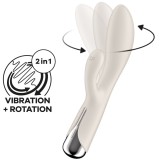 Vibrator Iepuras Spinning Rabbit 1, 12 Moduri Vibratii, 5 Moduri Rotatii, Silicon, USB, Bej, 20 cm, Satisfyer