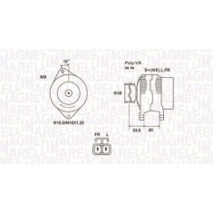 Alternator Hyundai: i20 (Ib), i30 (Fd), Veloster (Fs); Kia: Carens 3 (Un), Cee&amp;#39;d (Jd), Soul 1 (Am), 1.4, 1.6, fulie 58mm, MAGNETI MARELLI