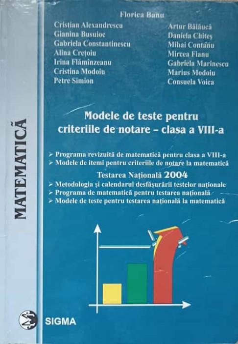 MATEMATICA. MODELE DE TESTE PENTRU CRITERIILE DE NOTARE - CLASA A VIII-A-FLORICA BANU SI COLAB.-237040
