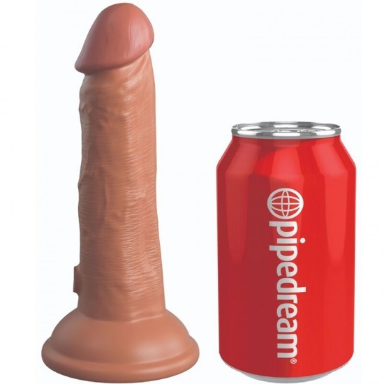 KING COCK - ELITE REALISTIC DILDO VIBRATING &amp; SILICONE 15.2 CM CARAMEL