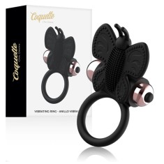 Inel vibrator pentru penis COQUETTE TOYS - Butterfly cock ring, pentru imbunatatirea performantelor sexuale si stimularea clitorisului, din silicon, n