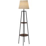 Lampa de Podea cu Rafturi, Inalta cu Abajur din Material Textil (Becul nu este Inclus), Nuc Maro si Maro Deschis, &Phi;42x166cm HOMCOM | Aosom RO