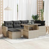 VidaXL Set canapele de grădină cu perne, 7piese gri deschis poliratan 3326353